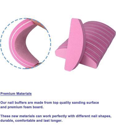 20 PCs Pink Nail Buffers | Double Sided 100/180 Grit Buffer Blocks | Portable Washable Sanding File Arc Shape - Buy Online on SooperMarket.com
