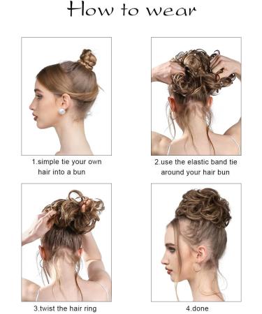 SARLA 2PCS Small Messy Hair Bun Scrunchies | Synthetic Updo Hair Extensions for Women - Ash Blonde - Buy Online on SooperMarket.com