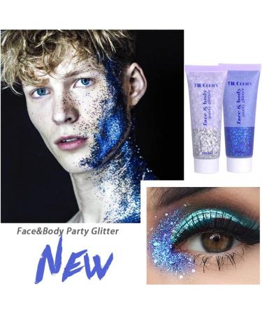 SWETIYOU 50ml Holographic Chunky Body Glitter Gel - Long Lasting Festival Cosmetic Sequins in Blue - Buy Online on SooperMarket.com