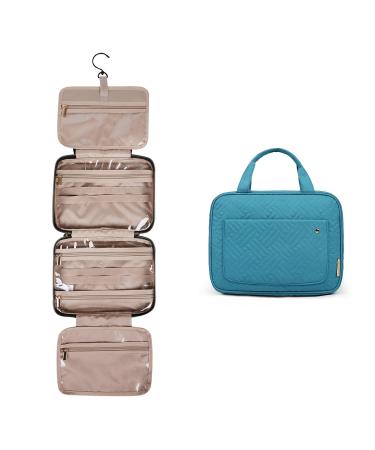 BAGSMART Toiletry Bag Large Hanging Travel Wash Bag Womens Cosmetic Bag for Full Sized Container Lake Blue M Lake Blue