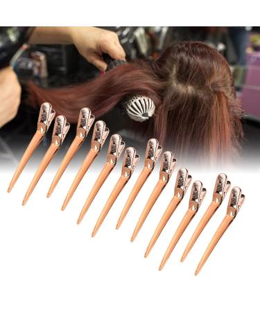 12pcs Rose Gold Hair Clips Hairpin Set - Salon Clamp Grips for Hairdressers | Durable Duckbill Hair Accessories - Buy Online on SooperMarket.com
