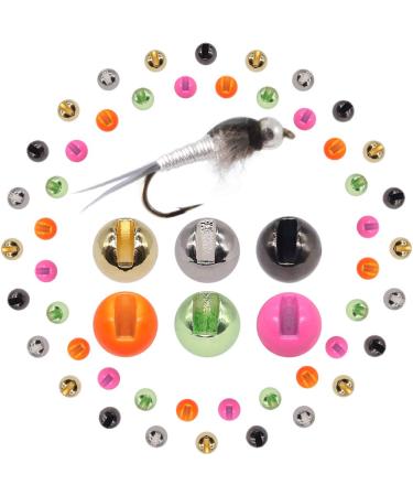 XFISHMAN Tungsten-Slot-Beads-Fly-Tying-Beads-Heads-Assortment Fly Tying Materials Nymph for Fly Fishing Slotted Tungsten Beads 60 Pack 1/8 3.3mm(6 colors )60 Pack