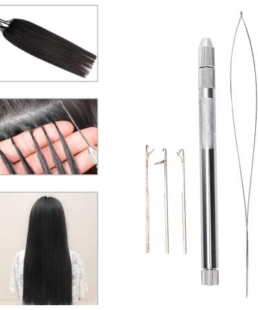 Hair Extension Loop Needle Threader Kit Pulling Hook Tool for Hair Aluminum Handle Hair Extension Threading Tool Micro Beads Loop Needle Threader for Hair Extensions Feather Ext - Buy Online on SooperMarket.com