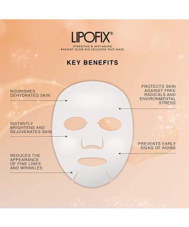 Lipofix Anti Aging Lifting Hydrating Facial Bio Cellulose Face Mask - 5 Masks, Korea Made for Fine Line Reduction and Skin Radiance - Buy Online on SooperMarket.com
