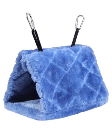Vktech Plush Snuggle Bird Hammock Hanging Snuggle Cave Happy Hut Bird Parrot Hideaway Size M (23.5 * 22cm) Blue