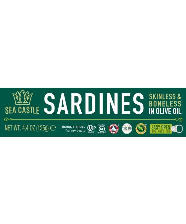 Sea Castle Skinless & Boneless Sardines in Pure Olive Oil 125g (Case of 12) | Rich in Omega 3 Easy Open BPA Free Tin Kosher - Buy Online on SooperMarket.com