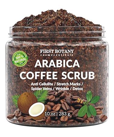 Organic Arabica Coffee Scrub with Coconut and Shea Butter - Acne & Cellulite Treatment, Varicose Vein Therapy - 10 oz - Buy Online on SooperMarket.com