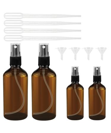 Nutabevr 4 pieces brown atomizer spray bottle 2x100 ml + 2x50ml spray bottle Small glass with spotted and dripping glass spray bottle empty spray bottles for filling.