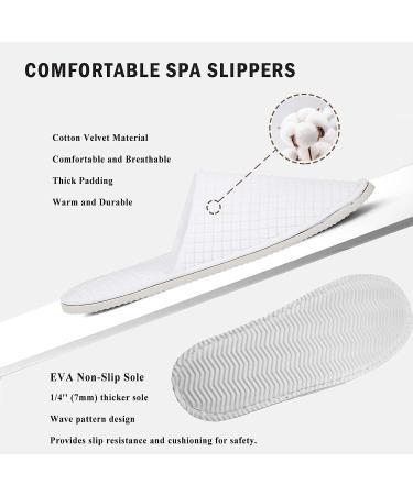 Anmerl Spa Slippers for Men and Women - Premium Bulk Hotel Slippers | Breathable Soft Cotton House Guest Slippers - Non Slip | Washable & Reusable - 10 Pairs (White) - Buy Online on SooperMarket.com