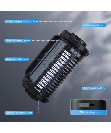 Solar Bug Zapper for Outdoor Indoor 4200V UV Mosquito Killer Lamp Waterproof Electronic Mosquito Zapper Fly Catcher Traps Fly Zapper Insect Killer Mosquito Trap for Kitchen Balcony Patio Camping - Buy Online on SooperMarket.com