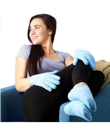 NatraCure Moisturizing Gel Booties & Gloves Set for Dry Hands, Feet, and Skin - Aqua Color - Buy Online on SooperMarket.com