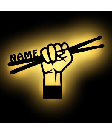 Led Drum Sticks Drums Drum Kit with Name Gifts for Drummers and Musicians as Decorative Lamp Room or Music School