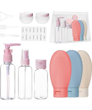 Maggidea Travel Bottle Set 13PCS Travel Bottles for Toiletries Leak Proof Refillable Squeezable Empty Containers with Bag for Toiletries Cosmetic Shampoo Conditioner Lotion 12pcs - Nordic Style
