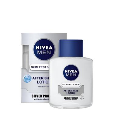 NIVEA After Shave Lotion 100 ML Silver Protect (Pack of 6) Contains Silver Ions Chamomile Extract and Provitamin B Providing Hydation Nourishing and Antibacterial Protection for All Skin Types