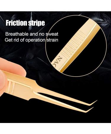 NAGARAKU Gold Curved Angled Volume Tweezers - Lightweight Stainless Steel Precision Tweezer for Easy Eyelash Extension Fanning (N-07) - Buy Online on SooperMarket.com