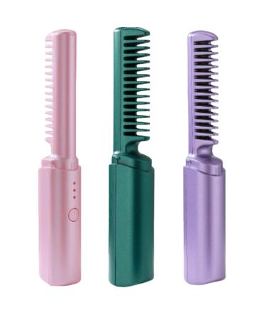 Portable Mini Hair Straightener Brush - Cordless USB Rechargeable 3 Adjustable Temperatures Anti-Scald All Hair Types | International Shipping - Buy Online on SooperMarket.com