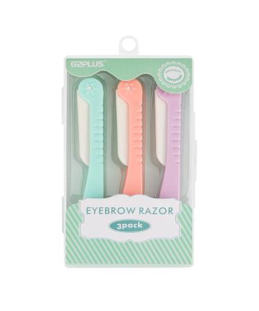 G2PLUS 3 PCS Eyebrow Razor Shaper Cheek Facial Hair Remover Peach Fuzz Shaver Women's Trimmer Shaving Grooming Kit 3 Count (Pack of 1)