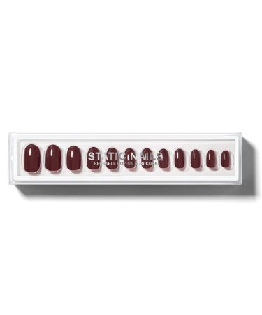 Static Nails Reusable Pop-On Manicure Set  Non-Damaging Glue-On Nails (Vamp Round) - False Nails with Static Nail Glue  Nail Set  Fake Acrylic Press On Nails