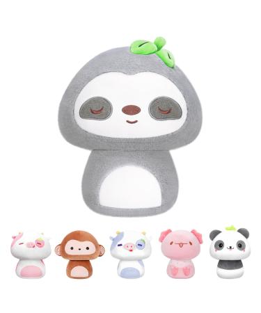 Mewaii 8'' Soft Gray Sloth Mushroom Pillow Stuffed Animal Plush Plushie Squishy Toy - Cuddly Gray Sloth Plush for Kids Gray Sloth 8 Inch