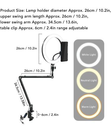 10in LED Light with Stand Adjustable Brightness and Color Temperature for Beauty Manicure and Live Streaming - Buy Online on SooperMarket.com
