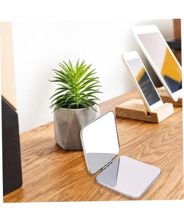 Folding Makeup Mirror Portable Stainless Steel Cosmetic Mirror Double Sided Pocket Mirror Square Hand Pocket Makeup Mirror - Buy Online on SooperMarket.com
