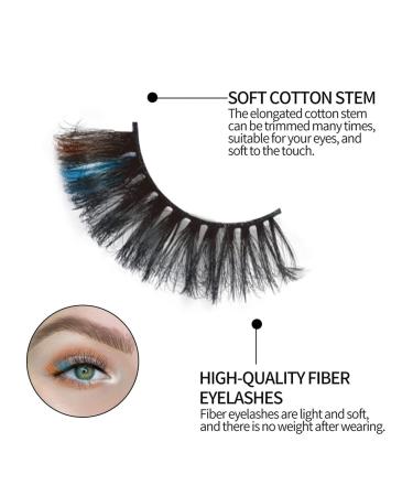 Colored False Eyelashes - 3D Fluffy Faux Mink Strip Lashes for Daily Wear & Halloween Cosplay - 2 Pairs - Buy Online on SooperMarket.com