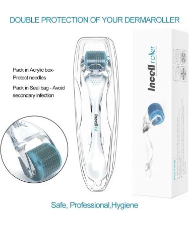 INCELLICE Derma Roller Hair Beard Growth Roller Professional Individual 200 Real Needles 0.5mm Microneedle Roller for Face Derma Scalp Roller Titanium Spikes for Men and Women - Buy Online on SooperMarket.com