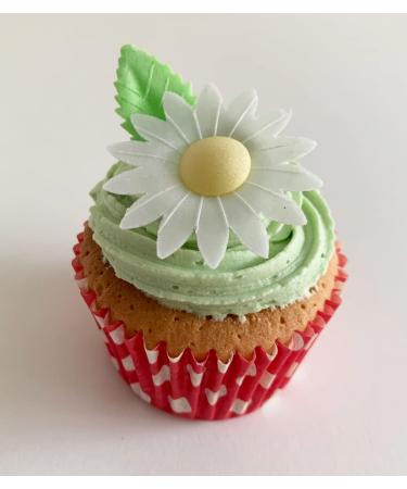 12 Gorgeous Mixed Colour Edible Wafer Daisies & 12 Pretty Leaves - Buy Online on SooperMarket.com