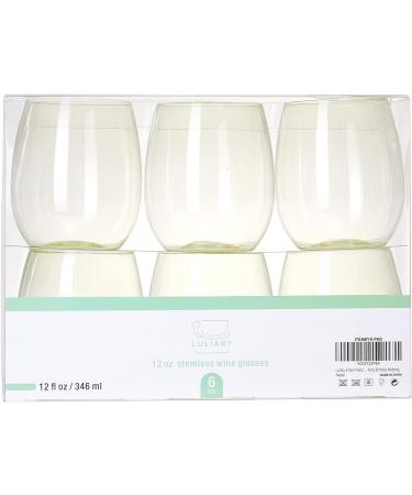 Lullaby 6 Pack Stemless Plastic Wine Glasses - 12oz Shatterproof BPA-Free Cups for Wedding Party & Mother's Day - Transparent Green - Buy Online on SooperMarket.com