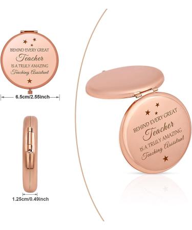 Teacher's Assistant Appreciation Gift - Rose Gold Compact Mirror for Paraeducator - Retirement or Thank You Gift for Paraprofessional - Pocket Makeup Mirror for Para Teacher - Unique Teacher's Aide Gift - Buy Online on SooperMarket.com