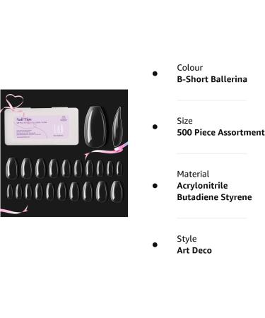 500Pcs Clear Short Ballerina False Nails Tips | Nail Glues for Acrylic & Dip Powder Nails | DIY Home Nail Art - Beetles - Buy Online on SooperMarket.com
