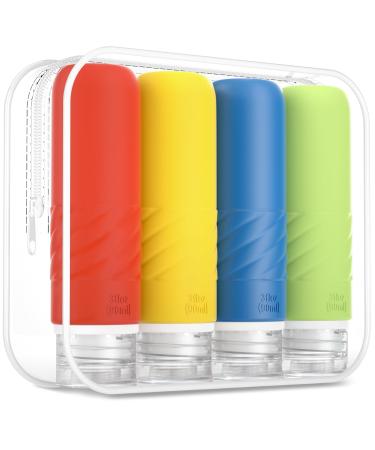 Gemice silicone travel bottles set 90ml 4 pieces of travel bottles for filling leak-proof cosmetic bottles for filling travel container bpa-free FDA approved for filling shower gel lotion vibrant