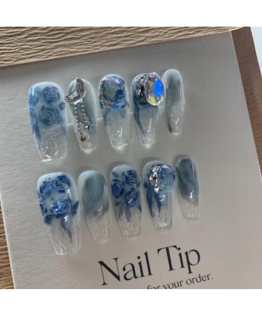Handmade armor wearing and hand drawn glitter diamond detachable fake nails (Size : L) 1 count (Pack of 1) - Buy Online on SooperMarket.com