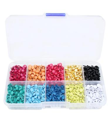 Bestartstore 500pcs 10Colors 5 * 8mm Mini Brads Paper Fasteners Brads Metal Round Brads for Paper Craft DIY Stamping Scrapbooking DIY Projects