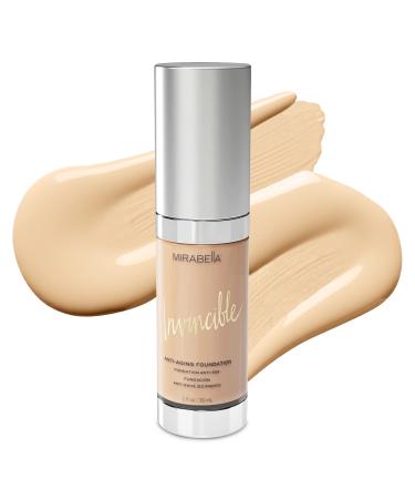 Mirabella Invincible Anti-Aging Full Coverage HD Liquid Foundation Light III - Moisture-Rich Formula Minimizes Acne Fine Lines & Wrinkles for Smoother & Brighter Skin - Paraben-Free & Cruelty-Free