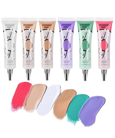 Eyeshadow Makeup Primer, Reddhoon 6 Colors Liquid Eyeshadow Primer Matte Eyeshadow Primer Base, Waterproof Smudge-proof Long Lasting Eyeshadow Cream Eye Makeup