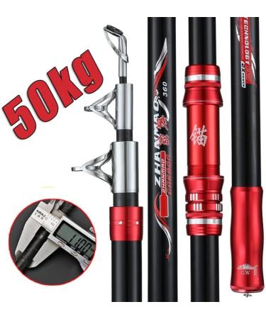 Buy ZwWF 2.4-4.5m Carbon Fishing Rod 50kg Capacity High-Quality Telescopic Fishing Equipment (4.5m Only Rod Off-White) - International Shipping Available - Buy Online on SooperMarket.com