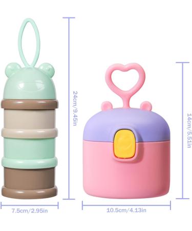 2pcs Liwein Milk Powder Dispenser Pot for Travel Feeding - Brown+Pink - Buy Online on SooperMarket.com