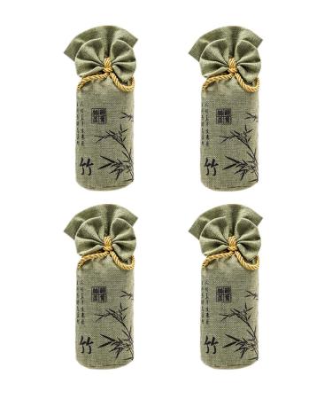 Bamboo coal air purification bags activated carbon smell absorbers fresheners moisture absorbing device for home car etc. (4 pack every 250g) green