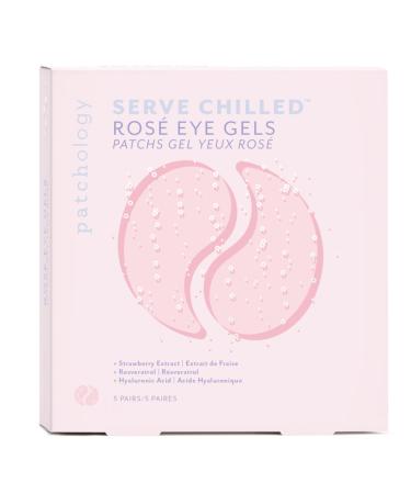 Patchology Serve Chilled Rosé Eye Gels with Hyaluronic Acid - Hydrating Under Eye Patches for Dark Circles, Puffy Eyes and Fine Lines - Best Treatment for Eye Bags and Puffiness (5 Pairs)
