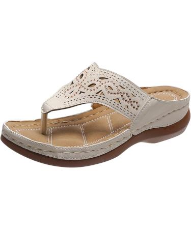 Willisos Women's Arch Support Orthopedic Sandals - Beige, Size 8, Clip Toe Flip Flops - Buy Online on SooperMarket.com