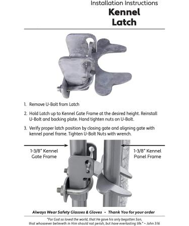 Kennel Gate Latch for Dog Kennels - 1-3/8 Frame - Dog Kennel Panel Frame - Buy Online on SooperMarket.com