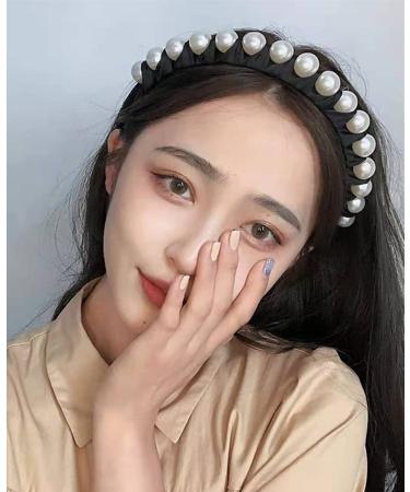 Black Velvet Pearl Headbands for Women - Wide Bandana Wrap with Hair Hoops - Buy Online on SooperMarket.com
