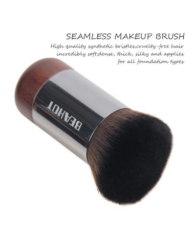 BEAHOT Kabuki Makeup Brush for Blush, Bronzer, and Foundation - Wooden Handle, Perfect for Liquid Makeup and Flawless Powder Cosmetics - Buy Online on SooperMarket.com