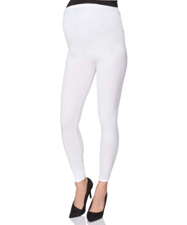 SOFTSAIL Maternity Leggings - High Waisted Cotton Trousers with Belly Support | Pregnancy Pants for Women - White, Size 10 - Buy Online on SooperMarket.com