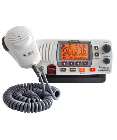 Cobra MR F77W GPS Fixed Mount VHF Marine Radio  25 Watt VHF, Built-In GPS Receiver, Submersible, LCD Display, Noise Cancelling Mic, NOAA Weather, Signal Strength Meter, Scan Channels, White