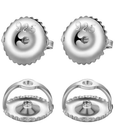 2 Pairs14k Gold Plated Screw Earring Backs 925 Sterling Silver Screw On Earring Backs for Studs,Hypoallergenic Screw Backs for Earrings Fit Threaded Post 0.032'' White