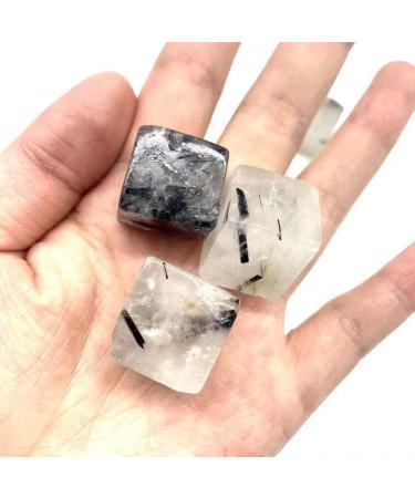 5pc 18mm-25mm Black Tourmaline in Quartz Tumbled Stone Gemstone Polishing Cube ERTEYIN - Buy Online on SooperMarket.com