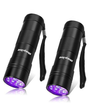 morpilot Blacklight Flashlights uv Flashlight: 12 Led 395nm 2 Pcs Black Light Flashlight Mini, Pet Urine Detector Light for Dog/Cat, Dry Stains, Resin Curing, Bed Bug 2 pack