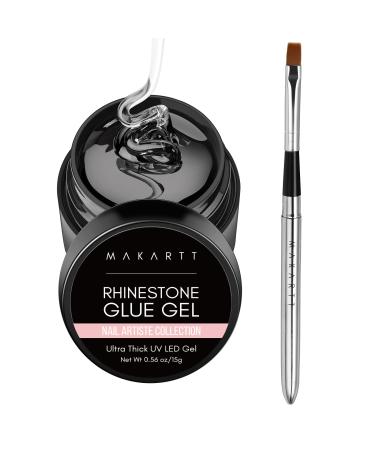 Makartt Nail Rhinestone Glue Gel Kit 15g Super Adhesive Nail Gel for Gems Nail Gel Glue for Rhinestones Crystal Stones Jewels 2pcs